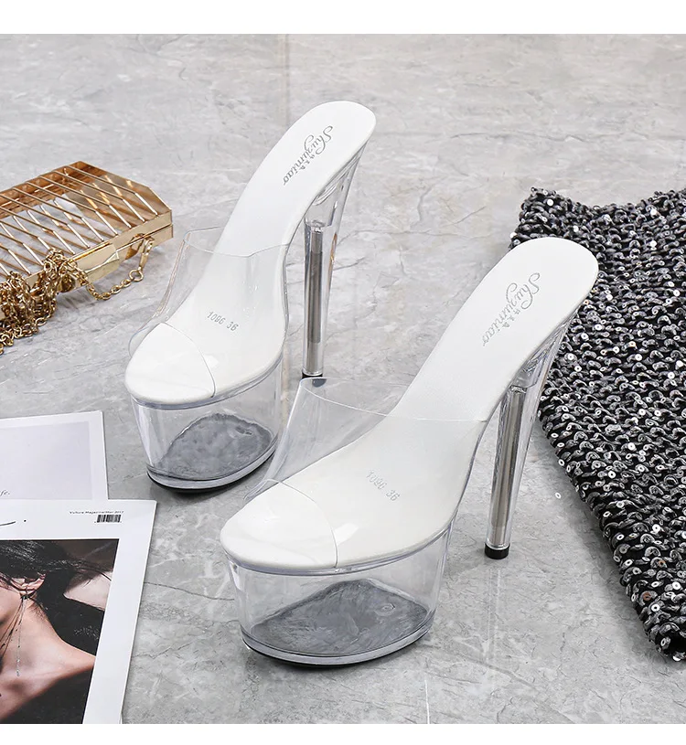 Open Toe Platform Transparent High Heels - Image 4