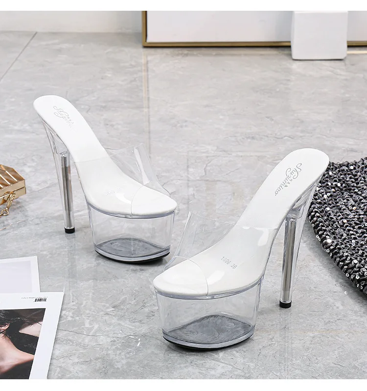 Open Toe Platform Transparent High Heels - Image 5