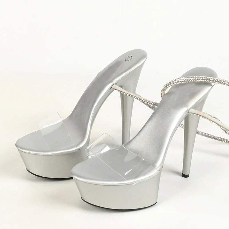 Crystal Calf Glitter Heels - Image 4