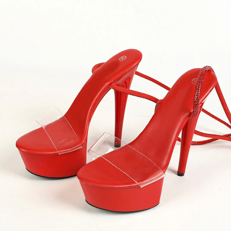 Crystal Calf Glitter Heels - Image 6