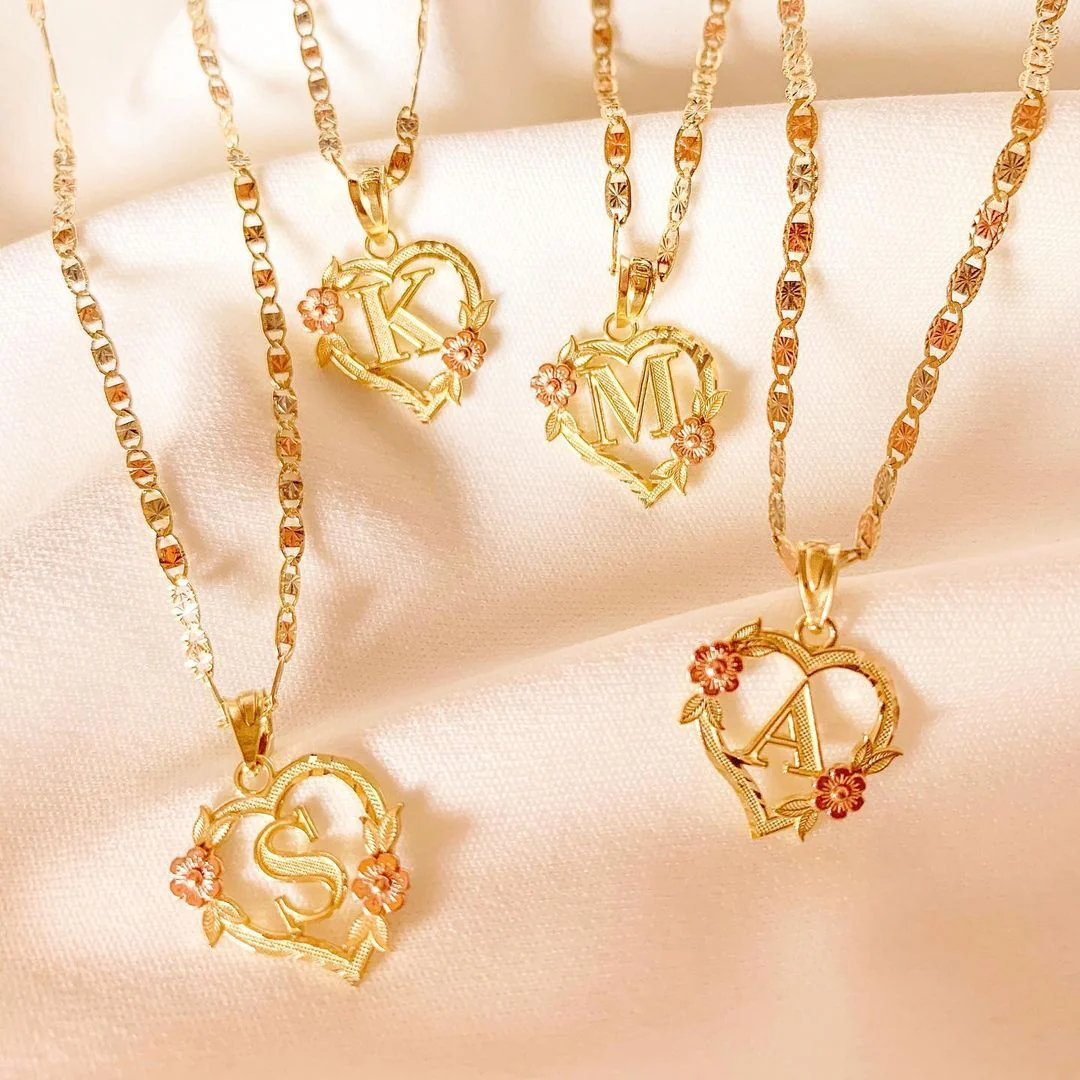 Initial & Flower Necklace