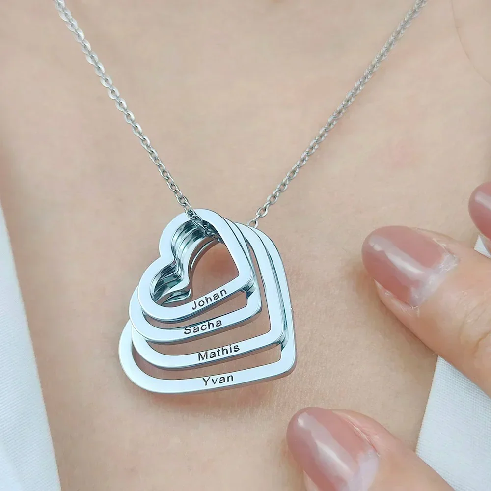 Personalized Amour Layered Heart Necklace - Image 6