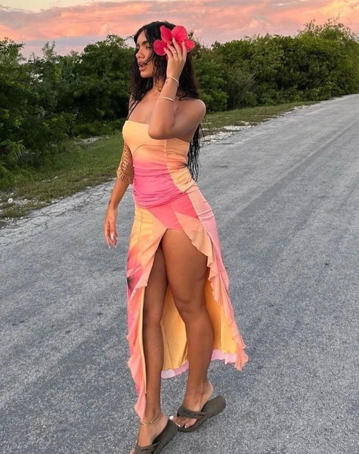 Ruffles Slit Maxi Dress - Image 4