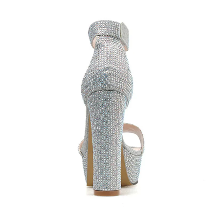 Silver Rhinestone Platform Heels - Image 4