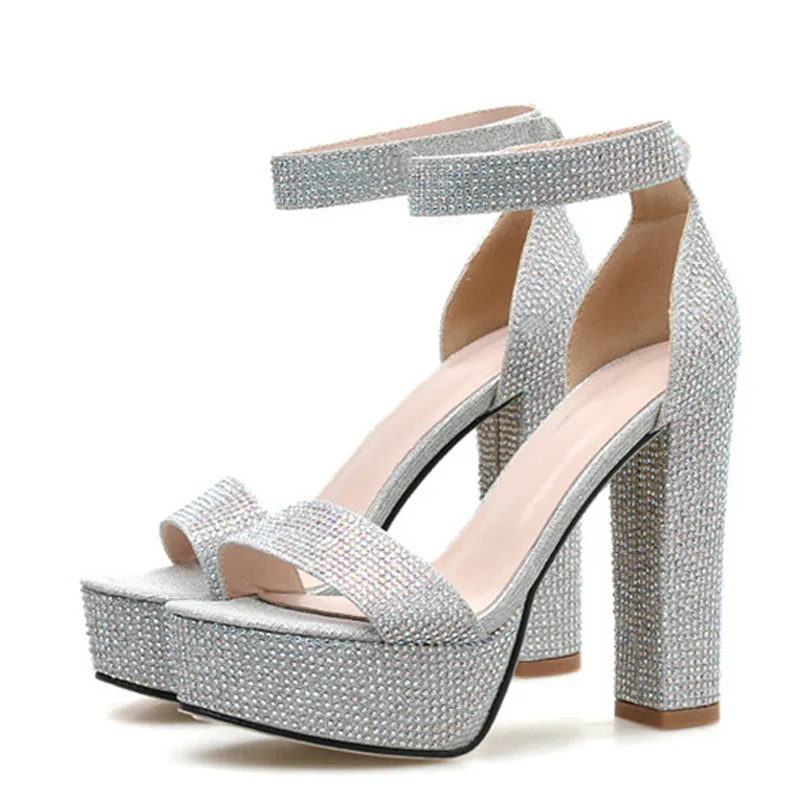 Silver Rhinestone Platform Heels - Image 6