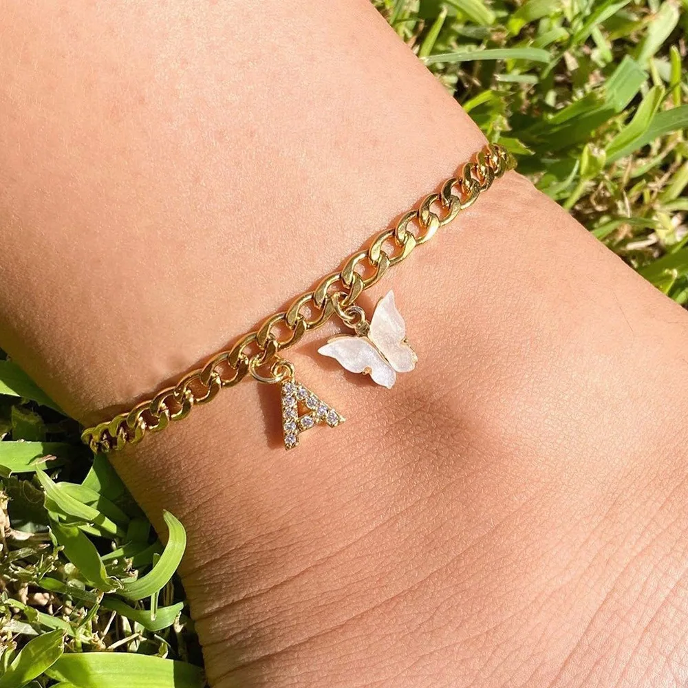 Initial Butterfly Anklet - Image 2
