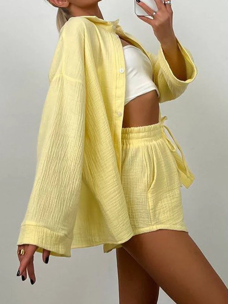Summer Short Sets Long Sleeve Shirts - Image 10