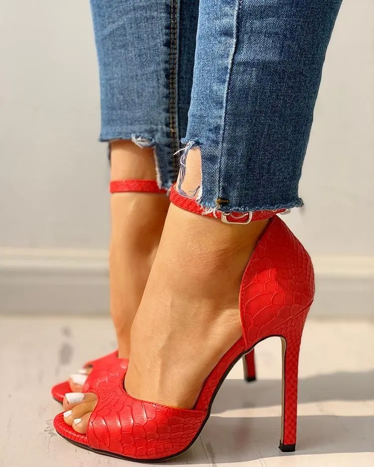 Ankle Strap Peep Toe High Heels - Image 10