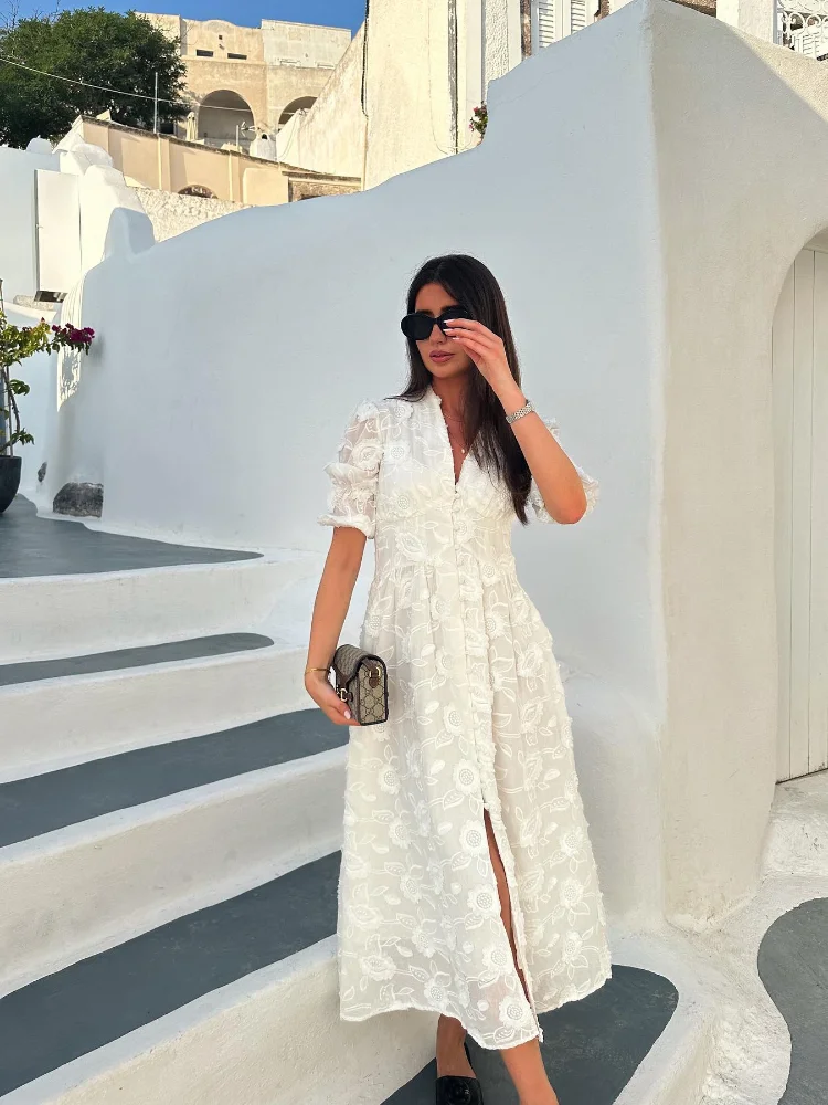 White Slit Long Dress - Image 2