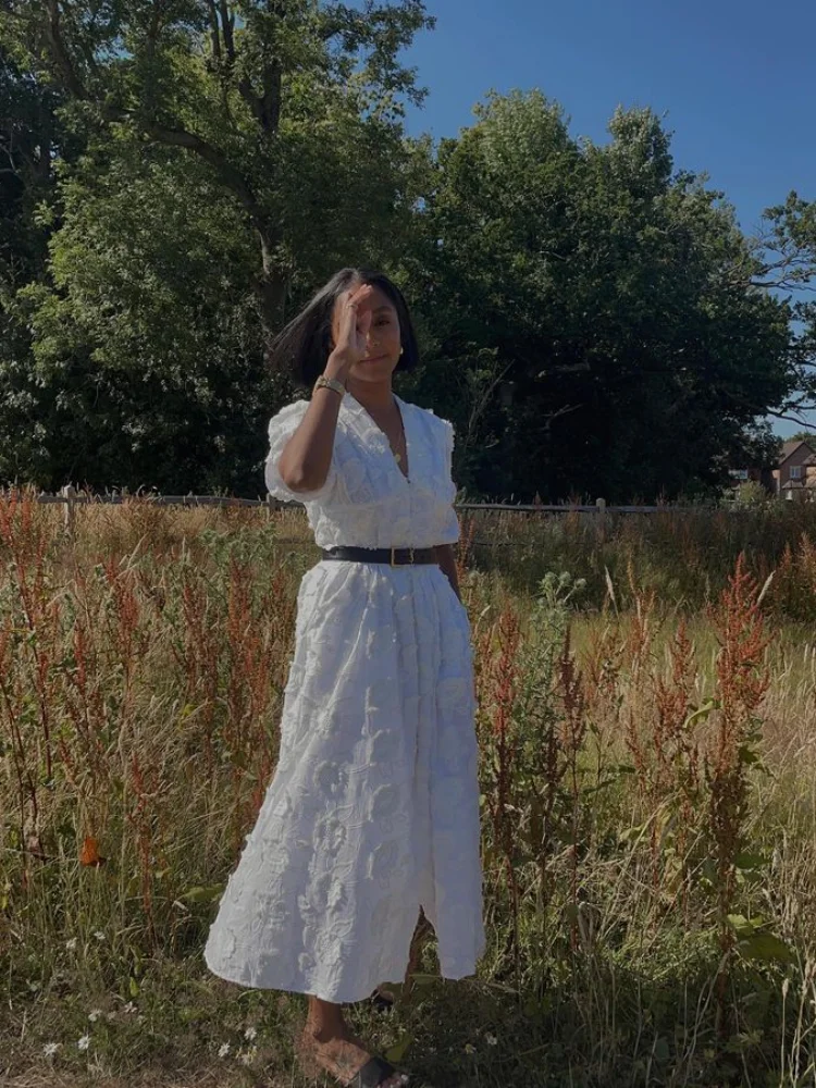 White Slit Long Dress - Image 6